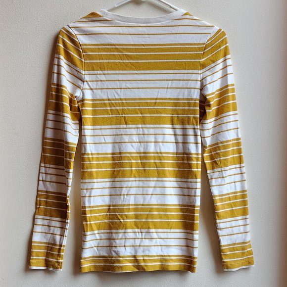 J.Crew Gold/Cream Striped Perfect Fit Long Sleeve Jersey Size Medium - Picture 14 of 14